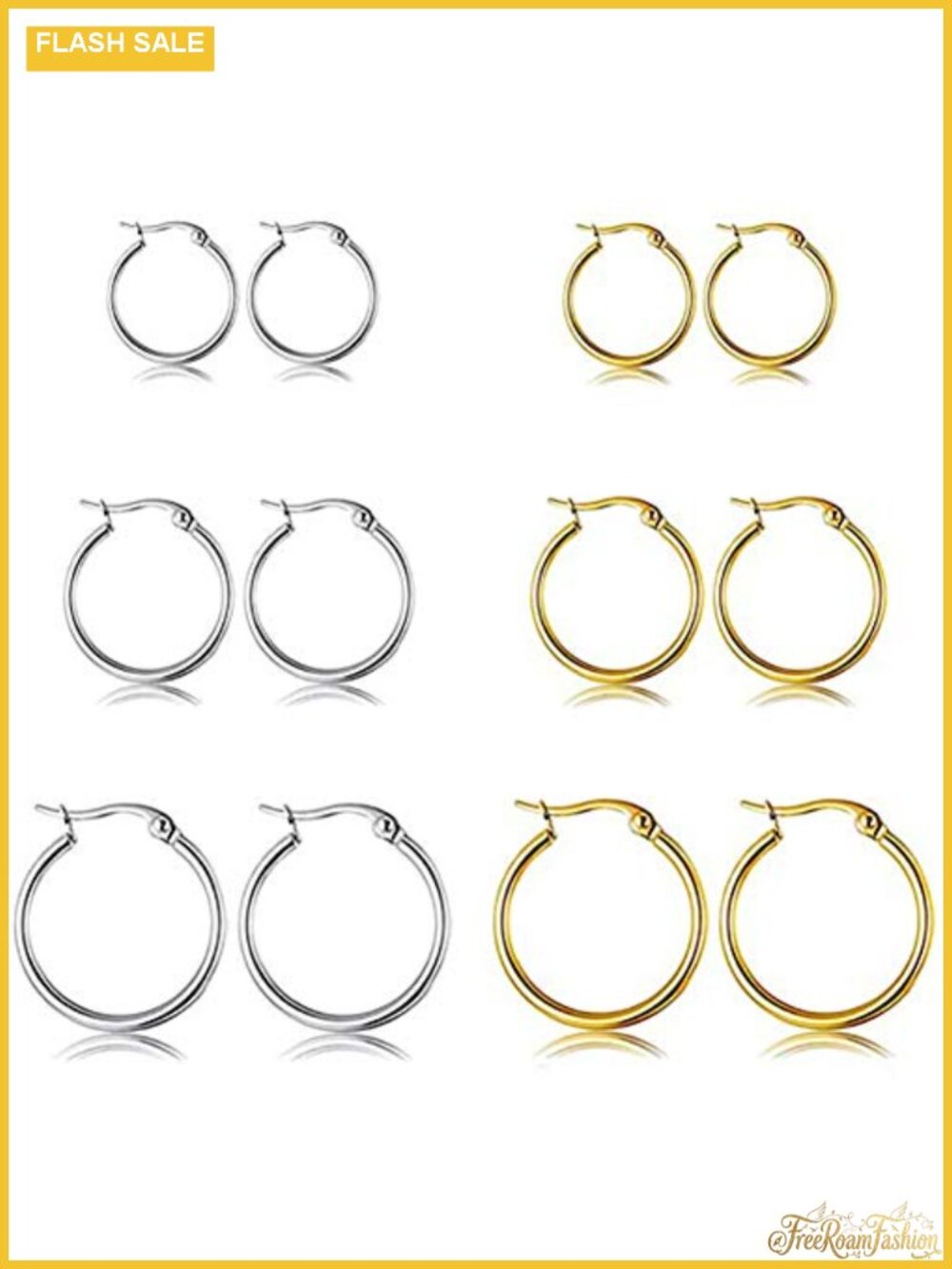 5-10 Pairs Small Gold Silver Hoop Earrings for Women Stainless Steel